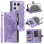 Xiaomi 13 Stötsäkert Mobilmobilfodral PU-läder Mandala Blomma Präglat Korthållare Blixtlåsficka Flip Plånbok mobilfodral Stativ med Rem