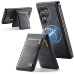 AUTSPACE for Samsung Galaxy S26 Ultra Case  A12 Leather Back Cover with Magnetic Detachable Card Bag Kickstand
