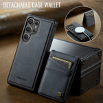 AUTSPACE for Samsung Galaxy S26 Ultra Case  A12 Leather Back Cover with Magnetic Detachable Card Bag Kickstand