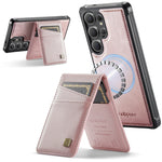 AUTSPACE for Samsung Galaxy S26 Ultra Case  A12 Leather Back Cover with Magnetic Detachable Card Bag Kickstand