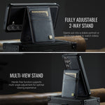 AUTSPACE for Samsung Galaxy S26 Case  A12 Leather Back Cover with Magnetic Detachable Card Bag Kickstand