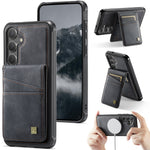 AUTSPACE for Samsung Galaxy S26+ Case  A12 Leather Back Cover with Magnetic Detachable Card Bag Kickstand
