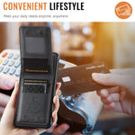 AUTSPACE for Samsung Galaxy S26+ Case  A12 Leather Back Cover with Magnetic Detachable Card Bag Kickstand