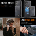 AUTSPACE for Samsung Galaxy S26+ Case  A12 Leather Back Cover with Magnetic Detachable Card Bag Kickstand