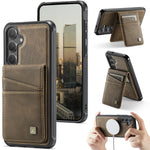 AUTSPACE for Samsung Galaxy S26+ Case  A12 Leather Back Cover with Magnetic Detachable Card Bag Kickstand