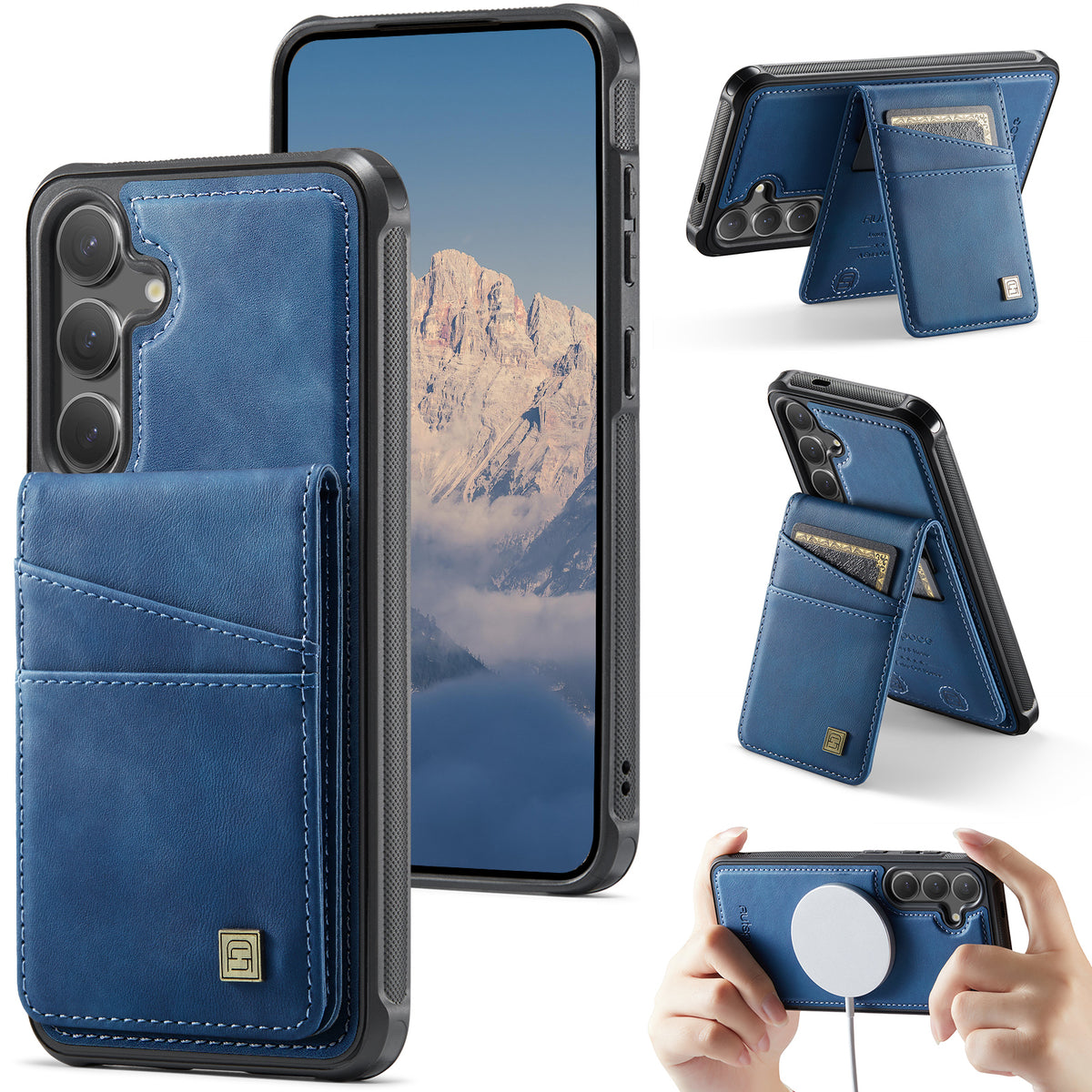 AUTSPACE for Samsung Galaxy S26+ Case  A12 Leather Back Cover with Magnetic Detachable Card Bag Kickstand