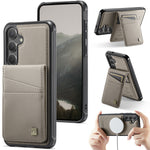 AUTSPACE for Samsung Galaxy S26+ Case  A12 Leather Back Cover with Magnetic Detachable Card Bag Kickstand
