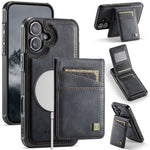 AUTSPACE for iPhone 17 Case  A12 Leather Back Cover with Magnetic Detachable Card Bag Kickstand