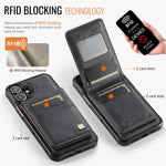 AUTSPACE for iPhone 17 Case  A12 Leather Back Cover with Magnetic Detachable Card Bag Kickstand