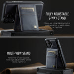 AUTSPACE for iPhone 17 Case  A12 Leather Back Cover with Magnetic Detachable Card Bag Kickstand
