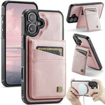 AUTSPACE for iPhone 17 Case  A12 Leather Back Cover with Magnetic Detachable Card Bag Kickstand