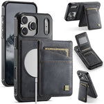 AUTSPACE for iPhone 17 Pro Case A12 Leather Back Cover with Magnetic Detachable Card Bag Kickstand