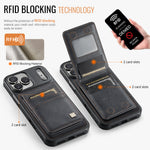 AUTSPACE for iPhone 17 Pro Case A12 Leather Back Cover with Magnetic Detachable Card Bag Kickstand