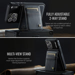 AUTSPACE for iPhone 17 Pro Case A12 Leather Back Cover with Magnetic Detachable Card Bag Kickstand