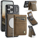 AUTSPACE for iPhone 17 Pro Case A12 Leather Back Cover with Magnetic Detachable Card Bag Kickstand