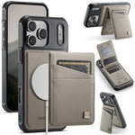 AUTSPACE for iPhone 17 Pro Case A12 Leather Back Cover with Magnetic Detachable Card Bag Kickstand