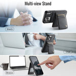 AUTSPACE for iPhone 17 Pro Max Case  A12 Leather Back Cover with Magnetic Detachable Card Bag Kickstand