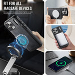 AUTSPACE for iPhone 17 Pro Max Case  A12 Leather Back Cover with Magnetic Detachable Card Bag Kickstand