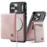 AUTSPACE for iPhone 17 Pro Max Case  A12 Leather Back Cover with Magnetic Detachable Card Bag Kickstand