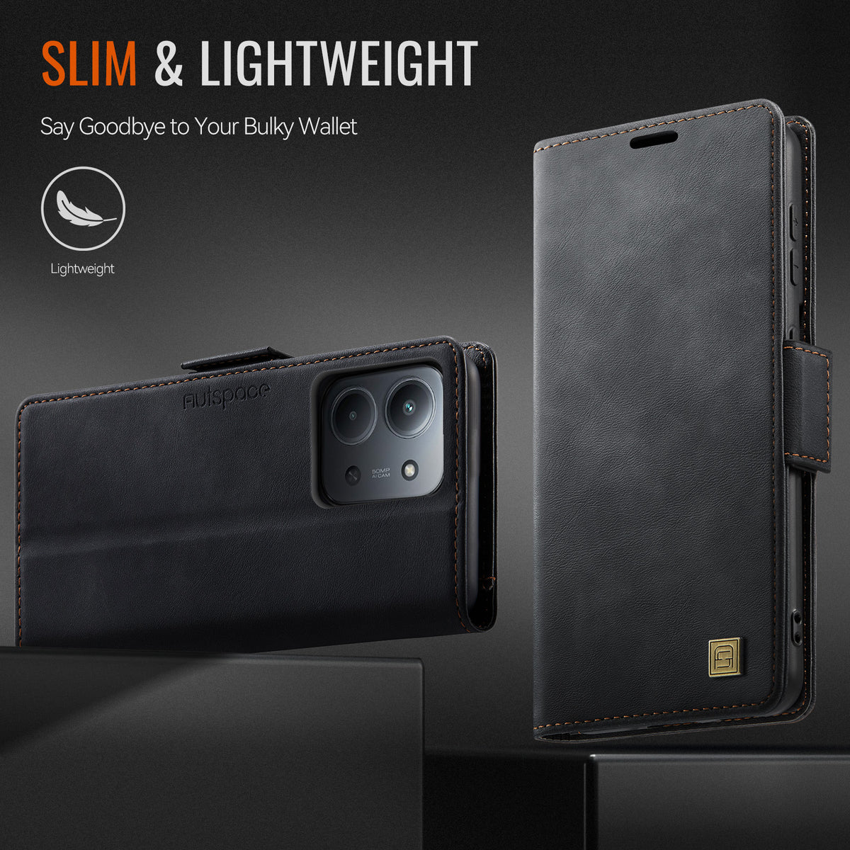 AUTSPACE for Xiaomi Redmi 15C 4G (EU) (173mm) / Xiaomi Redmi 15C 5G (EU) (173mm) A11 Case RFID Blocking Retro Leather Cell Phone Wallet Cover