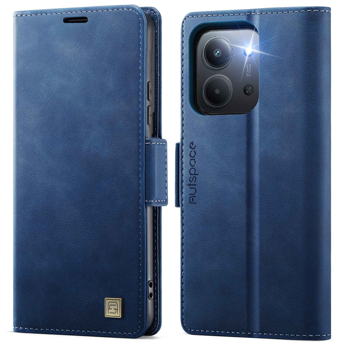 AUTSPACE for Xiaomi Redmi 15C 4G (EU) (173mm) / Xiaomi Redmi 15C 5G (EU) (173mm) A11 Case RFID Blocking Retro Leather Cell Phone Wallet Cover