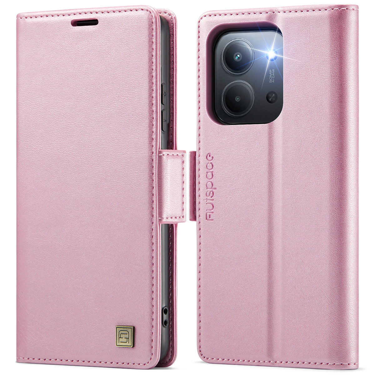 AUTSPACE for Xiaomi Redmi 15C 4G (EU) (173mm) / Xiaomi Redmi 15C 5G (EU) (173mm) A11 Case RFID Blocking Retro Leather Cell Phone Wallet Cover