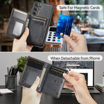 AUTSPACE for Samsung Galaxy S26 Case A13 Vintage Leather Back Cover with Magnetic Detachable Card Bag