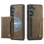 AUTSPACE for Samsung Galaxy S26 Case A13 Vintage Leather Back Cover with Magnetic Detachable Card Bag