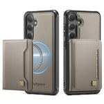 AUTSPACE for Samsung Galaxy S26 Case A13 Vintage Leather Back Cover with Magnetic Detachable Card Bag