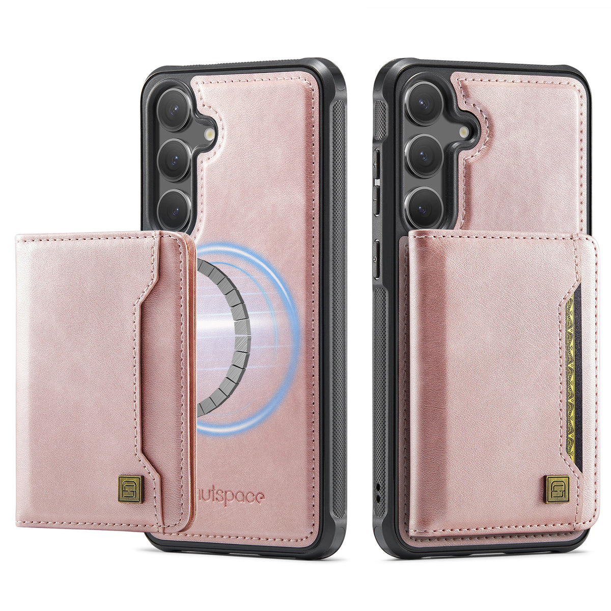 AUTSPACE for Samsung Galaxy S26 Case A13 Vintage Leather Back Cover with Magnetic Detachable Card Bag