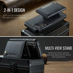 AUTSPACE for Samsung Galaxy S26+ Case  A13 Vintage Leather Back Cover with Magnetic Detachable Card Bag