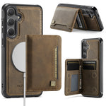 AUTSPACE for Samsung Galaxy S26+ Case  A13 Vintage Leather Back Cover with Magnetic Detachable Card Bag