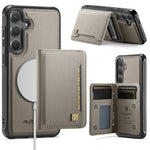 AUTSPACE for Samsung Galaxy S26+ Case  A13 Vintage Leather Back Cover with Magnetic Detachable Card Bag