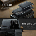 AUTSPACE for Samsung Galaxy S26 Ultra Case  A13 Vintage Leather Back Cover with Magnetic Detachable Card Bag