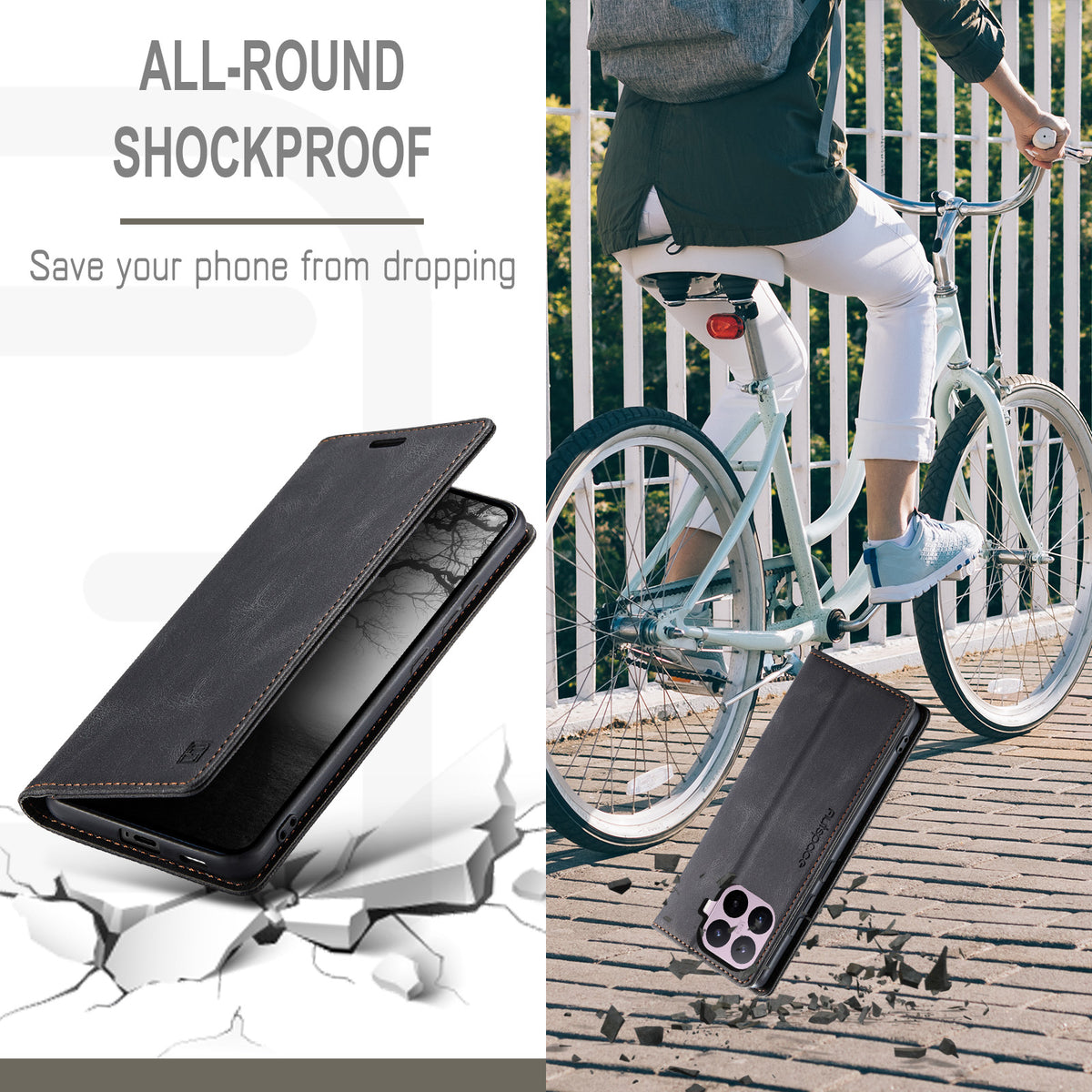 AUTSPACE för Xiaomi 17T Pro plånboksfodral A01 läderstativ med RFID-blockerande korthållare
