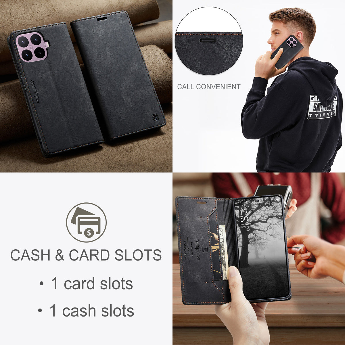 AUTSPACE för Xiaomi 17T Pro plånboksfodral A01 läderstativ med RFID-blockerande korthållare