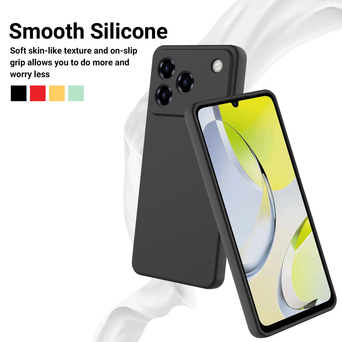 For ZTE Blade A76 4G Liquid Silicone Case Phone Back Cover with Hand Strap