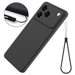 For ZTE Blade A76 4G Liquid Silicone Case Phone Back Cover with Hand Strap