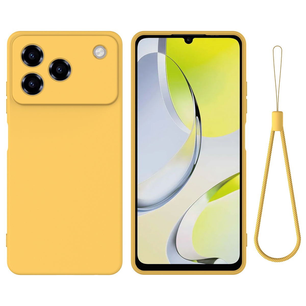 For ZTE Blade A76 4G Liquid Silicone Case Phone Back Cover with Hand Strap