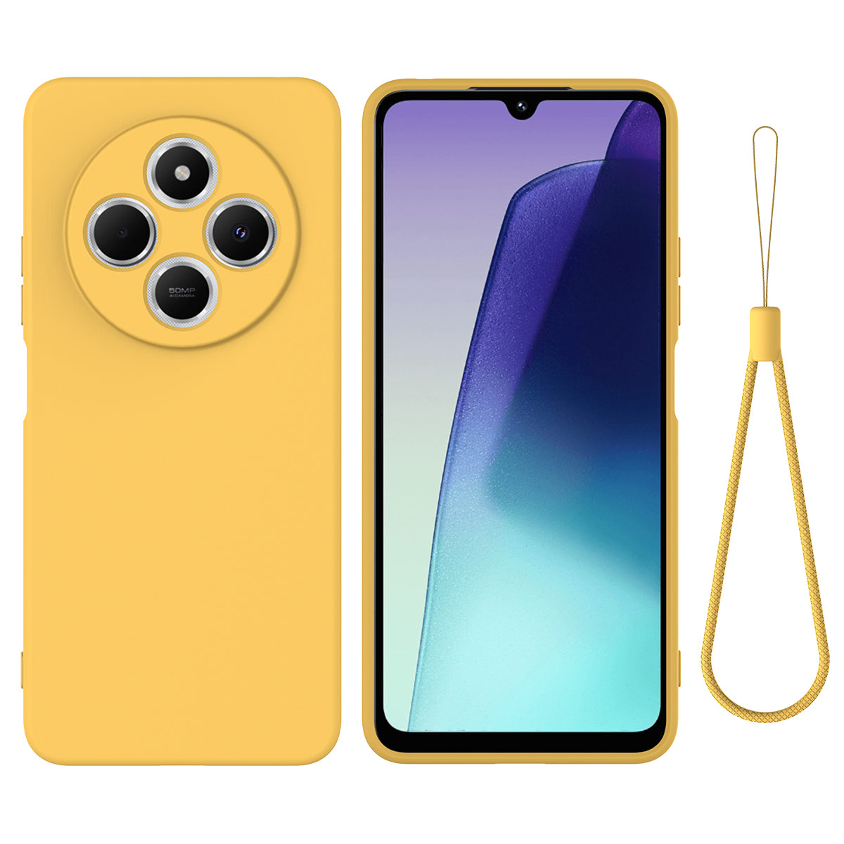 Til Xiaomi Redmi 17C 4G Flydende Silikone Cover Telefon Bagside med Håndrem