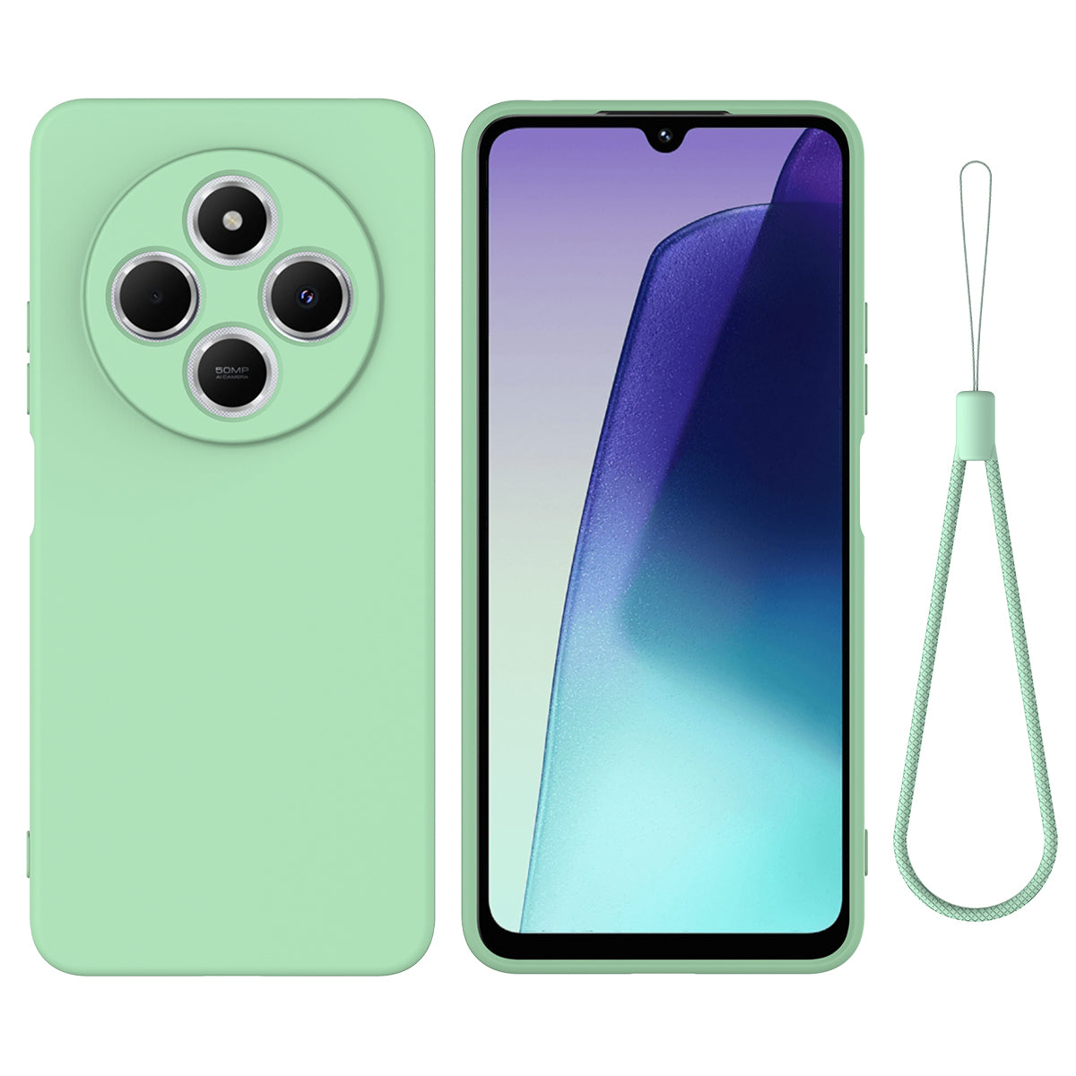 Til Xiaomi Redmi 17C 4G Flydende Silikone Cover Telefon Bagside med Håndrem