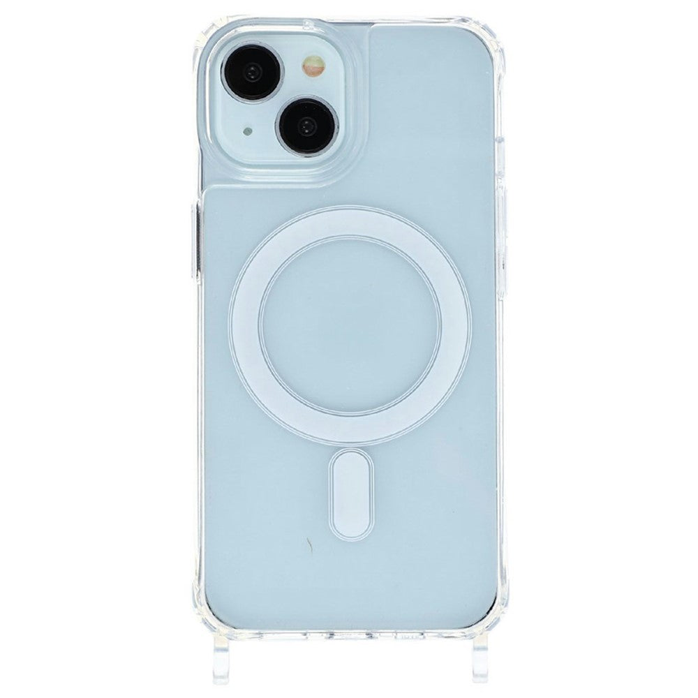 Til iPhone 14 Plus Cover Kompatibel med MagSafe TPU+PC 1,5 mm Gennemsigtigt Telefoncover med Huller til Snor