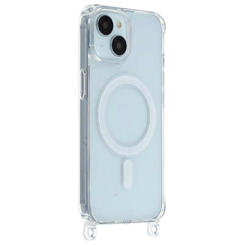 For iPhone 14 Plus Case Compatible with MagSafe TPU+PC 1.5mm Clear Phone Cover with Lanyard Holes