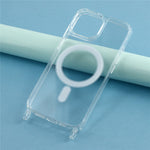 For iPhone 14 Plus Case Compatible with MagSafe TPU+PC 1.5mm Clear Phone Cover with Lanyard Holes