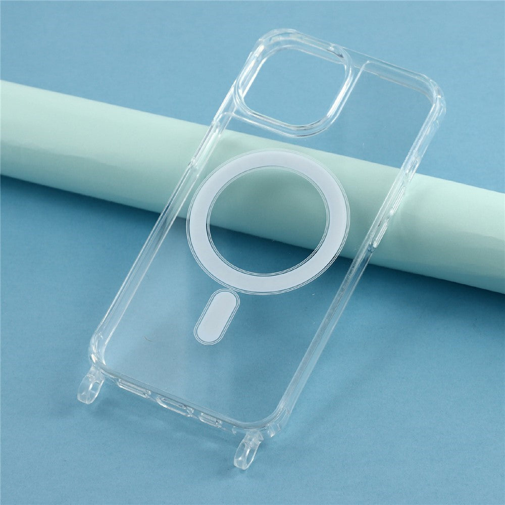 For iPhone 14 Plus Case Compatible with MagSafe TPU+PC 1.5mm Clear Phone Cover with Lanyard Holes