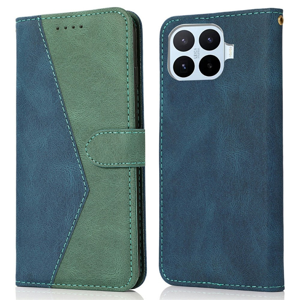 For Xiaomi 17T Case Color Splicing Wallet Stand Leather Phone Cover with Wrist Strap
