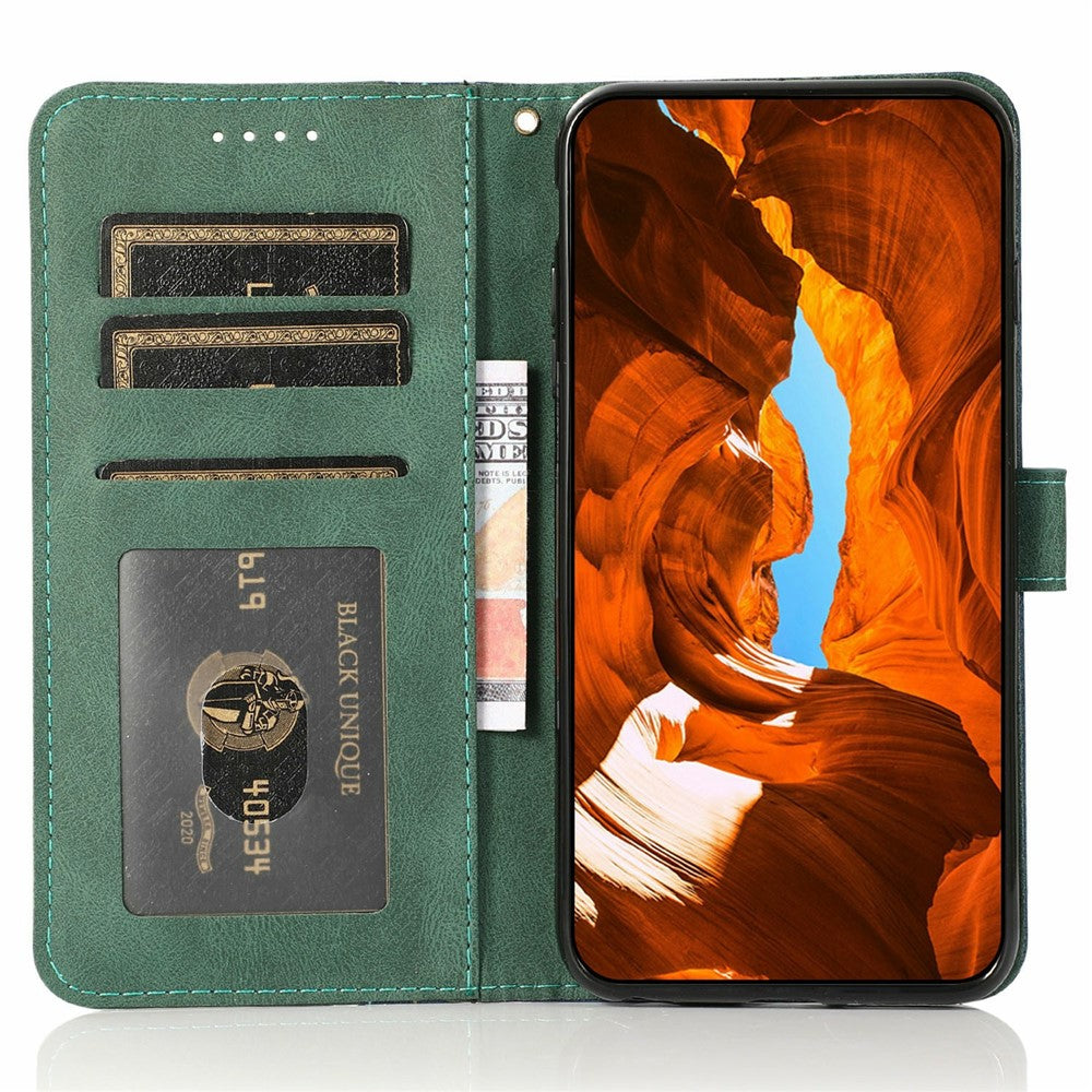 Xiaomi 17T-skal, färgskarvning, plånboksfodral, lädermobilskal med handledsrem