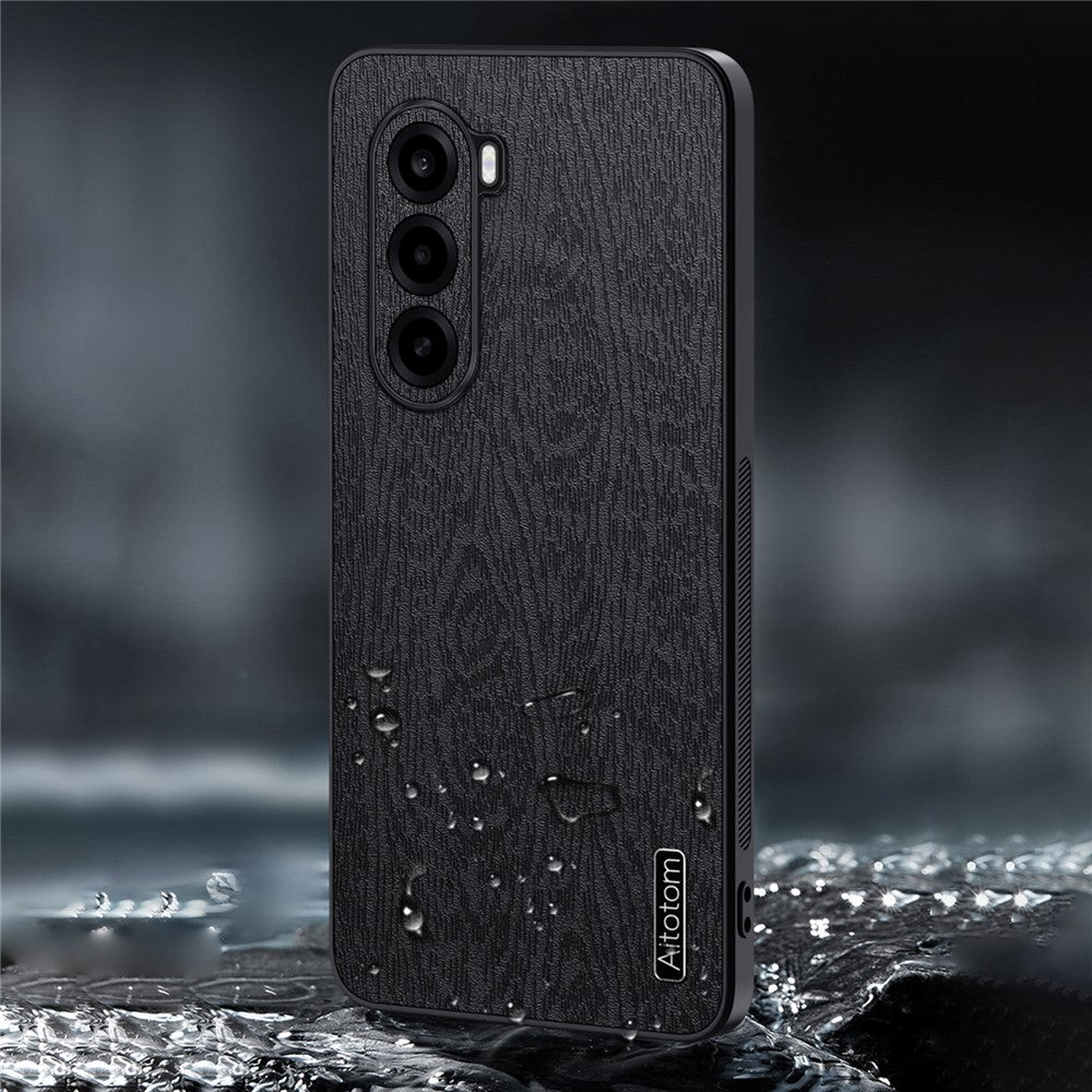 For OnePlus Turbo 6X 5G Case Wood Texture PU Leather Coated PC TPU Phone Cover