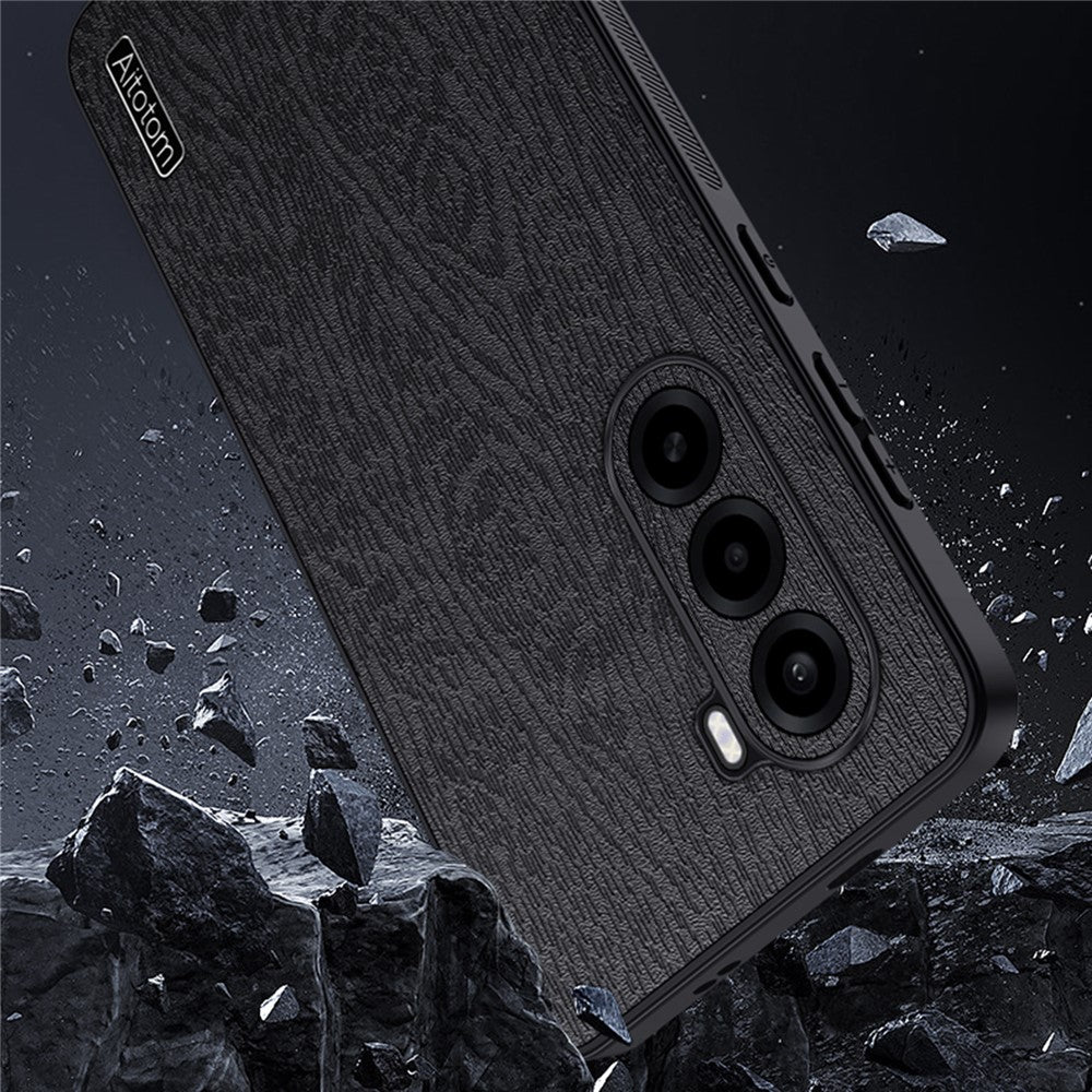 For OnePlus Turbo 6X 5G Case Wood Texture PU Leather Coated PC TPU Phone Cover
