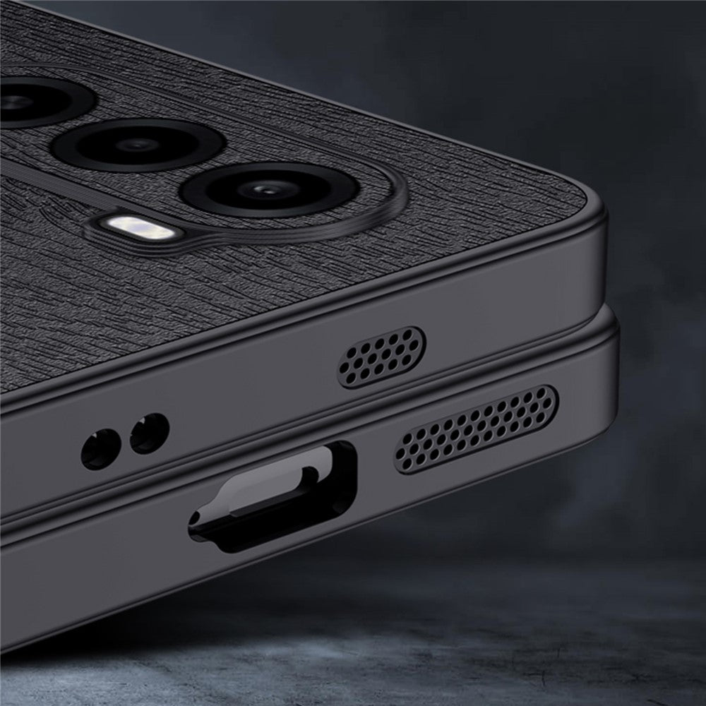 For OnePlus Turbo 6X 5G Case Wood Texture PU Leather Coated PC TPU Phone Cover